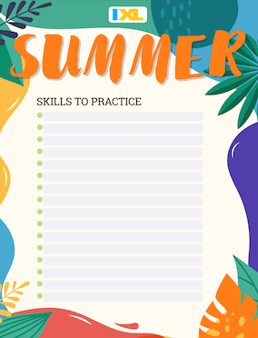 IXL Summer Skill List Version Math PDF
